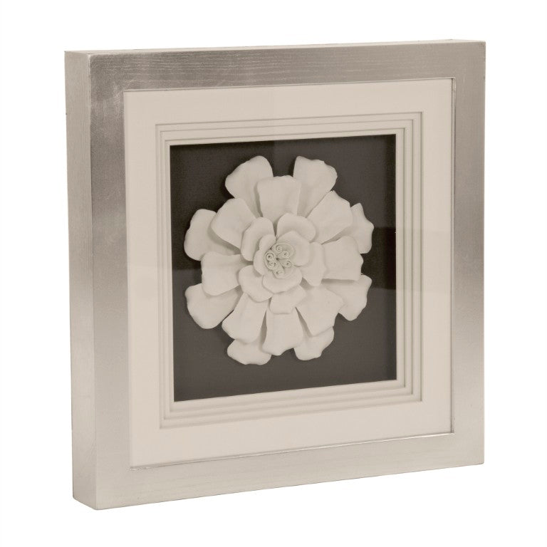 Zentique Flower Ceramic Wall Art with 3D Floral Motif, Glass Accents & MDF Backing for Elegant Accent Decor ZEN37095C