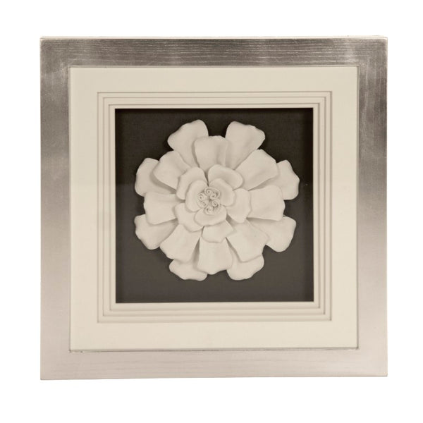 Zentique Flower Ceramic Wall Art with 3D Floral Motif, Glass Accents & MDF Backing for Elegant Accent Decor ZEN37095C