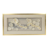 Abstract Shell Wall Art White, Gold, Blue art, Natural Linen, Gold Frame ZEN37099 Zentique