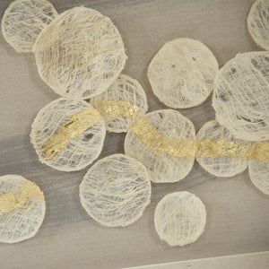 Abstract Shell Wall Art White, Gold, Blue art, Natural Linen, Gold Frame ZEN37099 Zentique