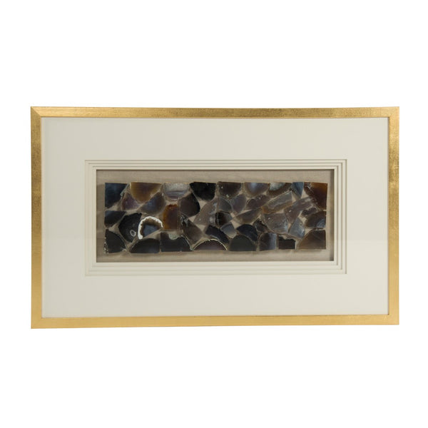 Stone Wall Art Blue, Natural Linen, Gold Frame ZEN37101 Zentique