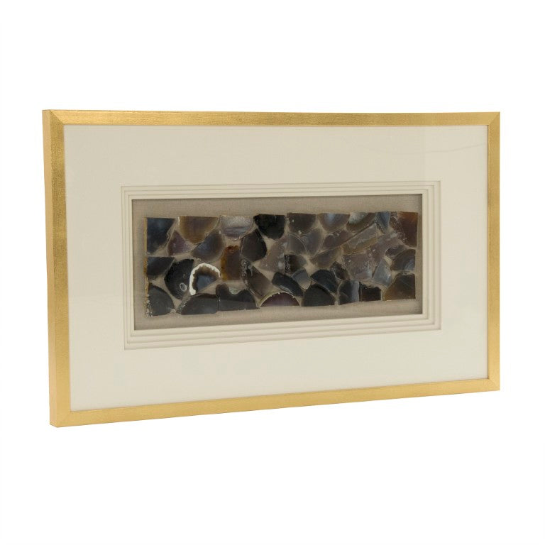 Zentique Stone Wall Art Pine Geode & Glass Accent Panel – 39.5x23.5” Matte Wood Focal Piece for Modern Homes ZEN37101