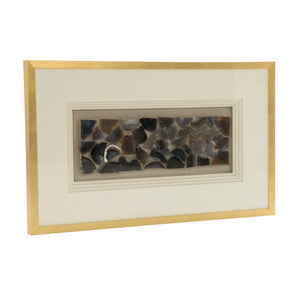 Zentique Stone Wall Art Pine Geode & Glass Accent Panel – 39.5x23.5” Matte Wood Focal Piece for Modern Homes ZEN37101
