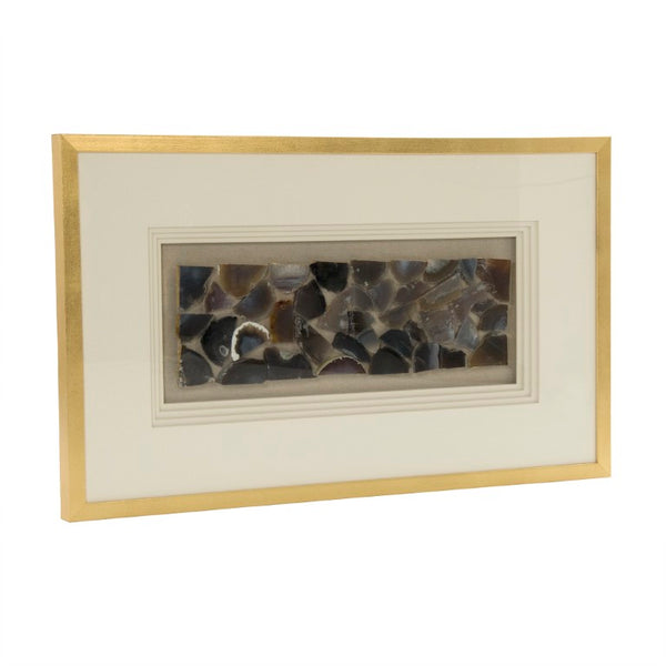 Zentique Stone Wall Art Pine Geode & Glass Accent Panel – 39.5x23.5” Matte Wood Focal Piece for Modern Homes ZEN37101