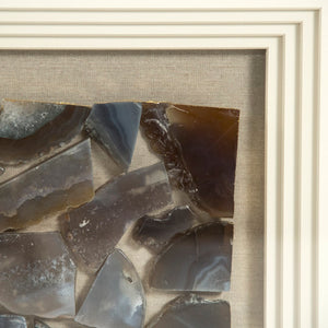 Stone Wall Art Blue, Natural Linen, Gold Frame ZEN37101 Zentique