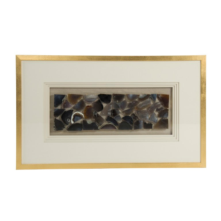 Zentique Stone Wall Art Pine Geode & Glass Accent Panel – 39.5x23.5” Matte Wood Focal Piece for Modern Homes ZEN37101