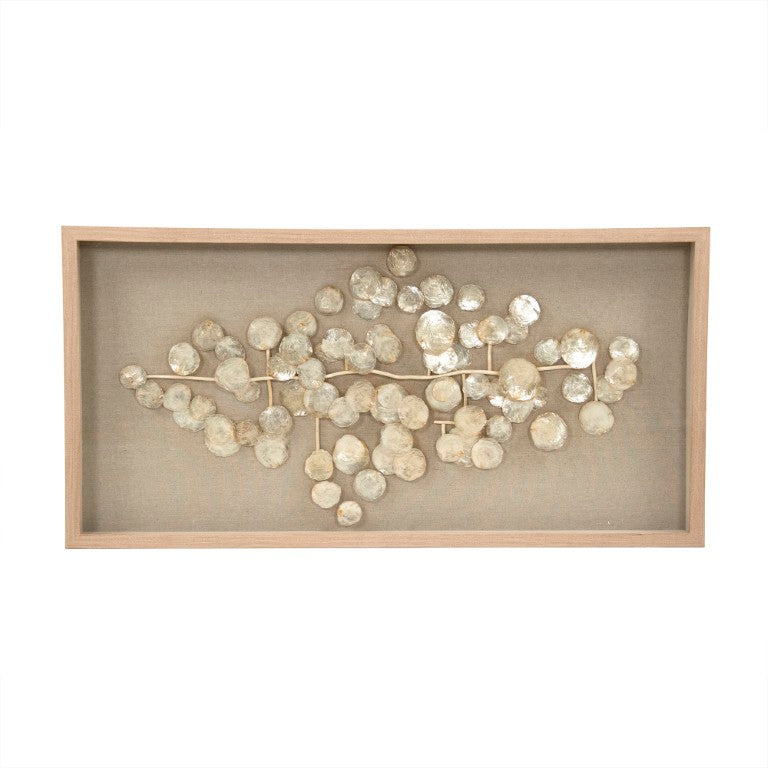 Zentique Abstract Mother of Pearl Wall Art — Handcrafted Pine & Glass Inlay, Iridescent 48x24 Statement Decor ZEN37338