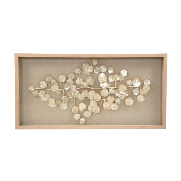 Zentique Abstract Mother of Pearl Wall Art — Handcrafted Pine & Glass Inlay, Iridescent 48x24 Statement Decor ZEN37338