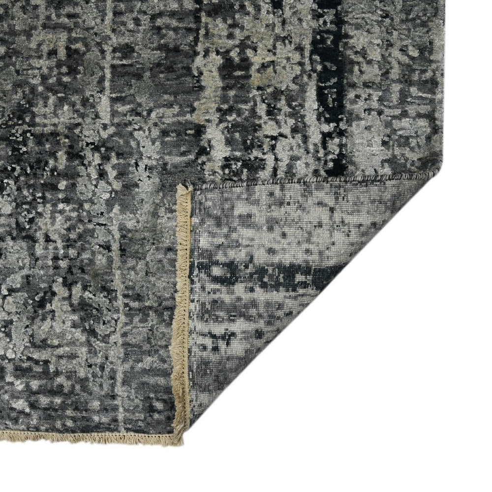 Amer Rugs Zenith Hand-knotted Abstract Design Area Rug – Luxurious New Zealand Wool & Silk For Timeless Elegance Dark Gray Wool, Silk Zen380810