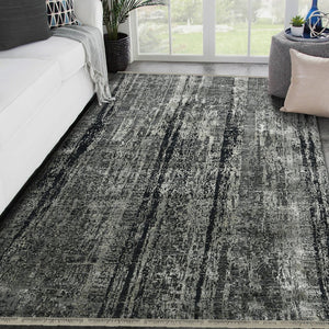 Amer Rugs Zenith Hand-knotted Abstract Design Area Rug – Luxurious New Zealand Wool & Silk For Timeless Elegance Dark Gray Wool, Silk Zen380810