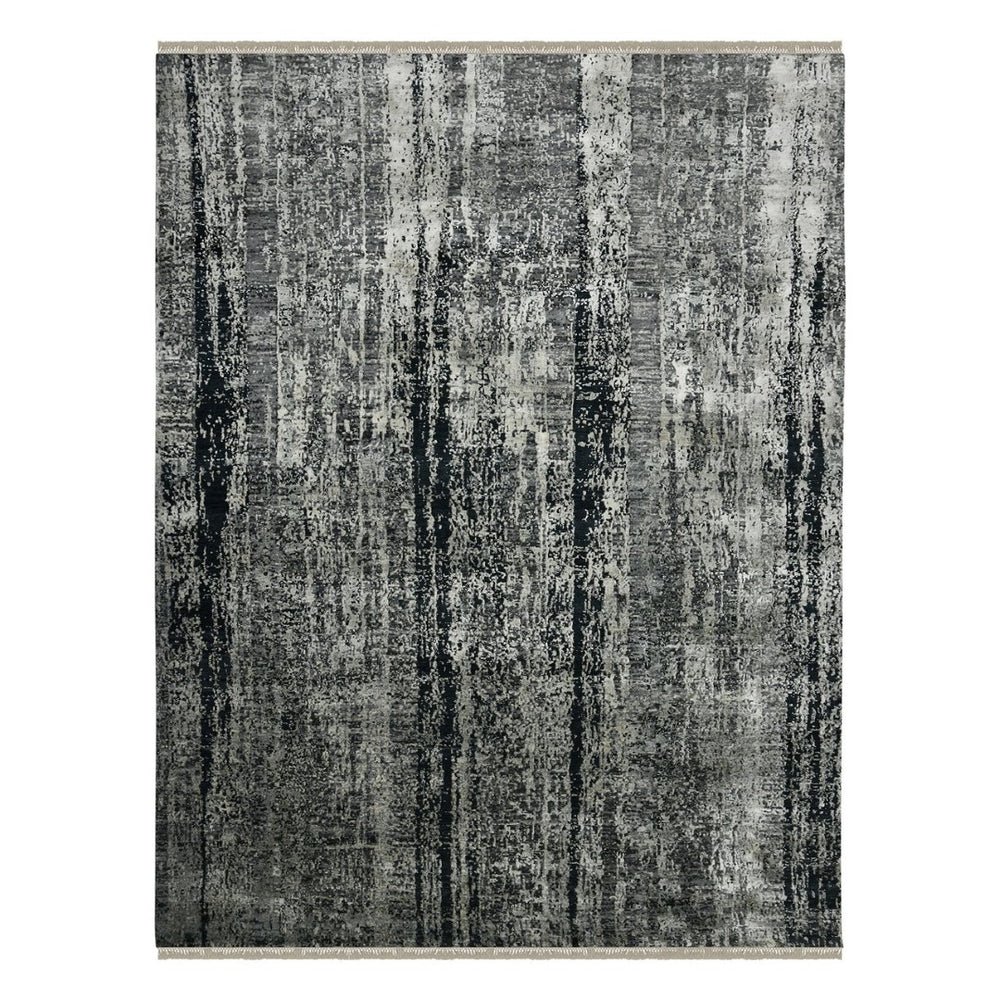 Amer Rugs Zenith Hand-knotted Abstract Design Area Rug – Luxurious New Zealand Wool & Silk For Timeless Elegance Dark Gray Wool, Silk Zen380810
