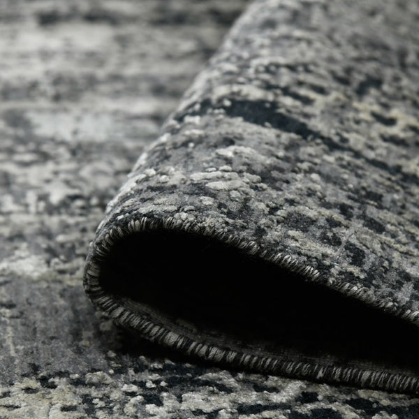 Amer Rugs Zenith Hand-knotted Abstract Design Area Rug – Luxurious New Zealand Wool & Silk For Timeless Elegance Dark Gray Wool, Silk Zen380810