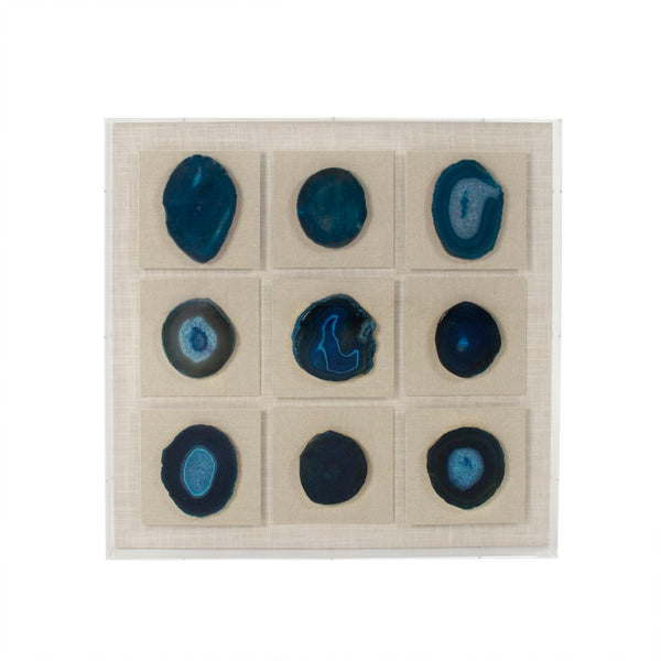 Stone in Acrylic Wall Art Blue Geodes, Natural Linen ZEN38441C Zentique