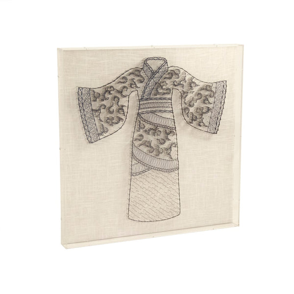 Kimono String Acrylic Frame Wall Art Black, Natural ZEN38998 Zentique