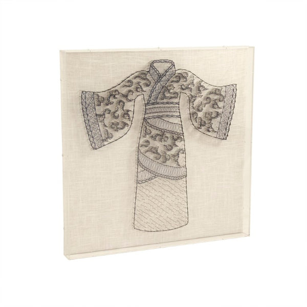 Zentique Kimono Layered Acrylic & Linen Wall Art 31.5" Square — Textural String Detail, Ready-to-Hang Gallery Piece ZEN38998