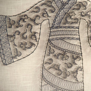 Zentique Kimono Layered Acrylic & Linen Wall Art 31.5" Square — Textural String Detail, Ready-to-Hang Gallery Piece ZEN38998