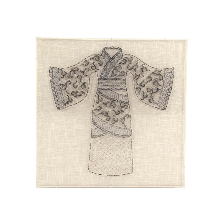 Zentique Kimono Layered Acrylic & Linen Wall Art 31.5" Square — Textural String Detail, Ready-to-Hang Gallery Piece ZEN38998