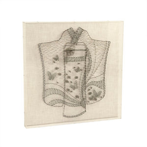 Zentique Kimono Layered Acrylic & Linen Wall Art Square 31.5" Textural String Detail on MDF Frame, Ready to Hang ZEN38999