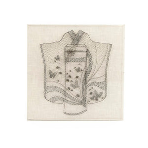 Zentique Kimono Layered Acrylic & Linen Wall Art Square 31.5" Textural String Detail on MDF Frame, Ready to Hang ZEN38999