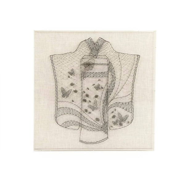 Zentique Kimono Layered Acrylic & Linen Wall Art Square 31.5" Textural String Detail on MDF Frame, Ready to Hang ZEN38999