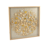Abstract Paper Framed Wall Art White, Beige, Gold, Natural Linen ZEN39029 Zentique