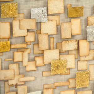 Zentique Abstract Layered Paper Wall Art — Minimalist Linen Mat, Warm Pine Frame, Textured Neutral Square (47.5cm) ZEN39029