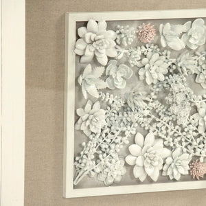 Zentique Abstract Ceramic Botanical Wall Art — Handcrafted 3D Ceramic Leaves in Pine Frame with Glass Overlay, Minimalist Decor ZEN39975A