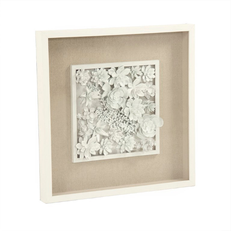 Zentique Abstract Ceramic Botanical Wall Art – Handcrafted 3D Ceramic Leaves, Pine Frame & Glass Overlay for Modern Spaces ZEN39975B