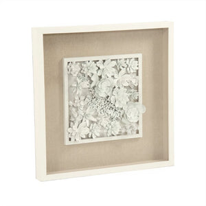 Zentique Abstract Ceramic Botanical Wall Art – Handcrafted 3D Ceramic Leaves, Pine Frame & Glass Overlay for Modern Spaces ZEN39975B
