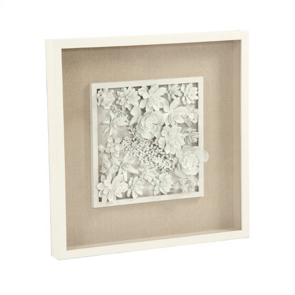 Zentique Abstract Ceramic Botanical Wall Art – Handcrafted 3D Ceramic Leaves, Pine Frame & Glass Overlay for Modern Spaces ZEN39975B