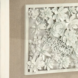 Zentique Abstract Ceramic Botanical Wall Art – Handcrafted 3D Ceramic Leaves, Pine Frame & Glass Overlay for Modern Spaces ZEN39975B