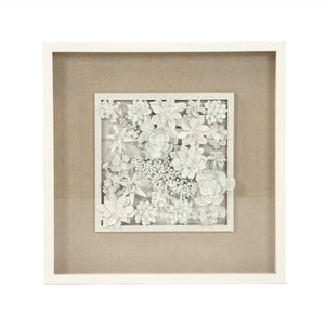 Zentique Abstract Ceramic Botanical Wall Art – Handcrafted 3D Ceramic Leaves, Pine Frame & Glass Overlay for Modern Spaces ZEN39975B