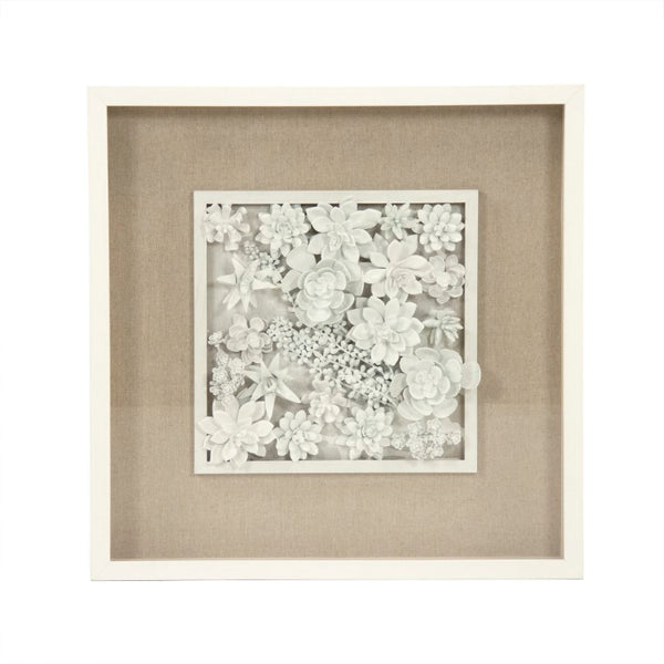 Zentique Abstract Ceramic Botanical Wall Art – Handcrafted 3D Ceramic Leaves, Pine Frame & Glass Overlay for Modern Spaces ZEN39975B