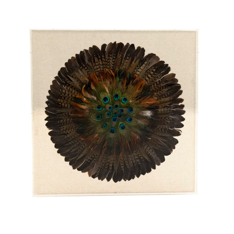 Zentique Abstract Peacock Feather Acrylic Wall Art 32x32 in MDF Frame — Vibrant, Glossy, Gallery-Ready Accent ZEN40037