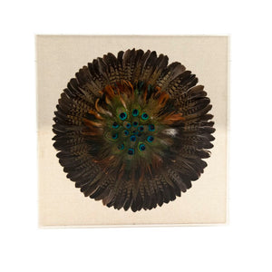 Zentique Abstract Peacock Feather Acrylic Wall Art 32x32 in MDF Frame — Vibrant, Glossy, Gallery-Ready Accent ZEN40037