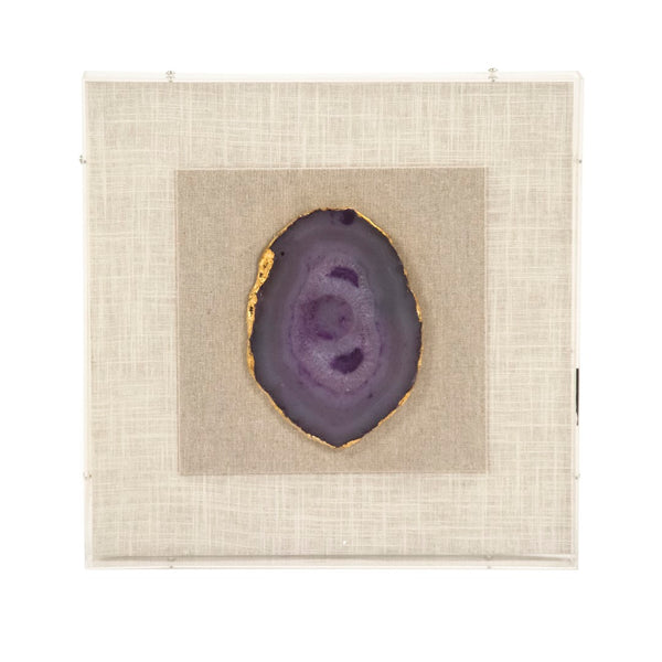 Geode Acrylic Framed Wall Art Purple, Gold, Natural, Off-White ZEN40063B Zentique