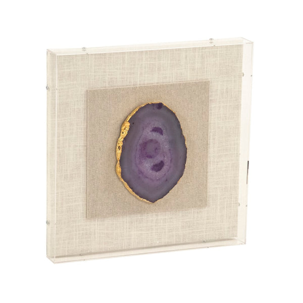 Geode Acrylic Framed Wall Art Purple, Gold, Natural, Off-White ZEN40063B Zentique
