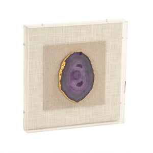 Zentique Geode Acrylic Framed Wall Art with High-Gloss Finish, Metallic Accents, Ready-to-Hang 16x16x2 Inches Purple, Gold, Natural, Off-White ZEN40063B