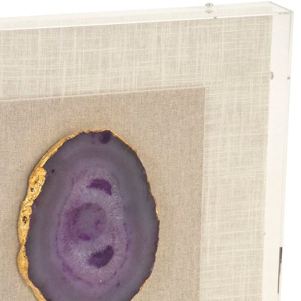 Zentique Geode Acrylic Framed Wall Art with High-Gloss Finish, Metallic Accents, Ready-to-Hang 16x16x2 Inches Purple, Gold, Natural, Off-White ZEN40063B