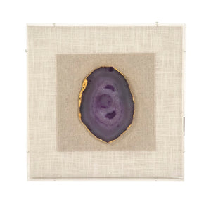 Zentique Geode Acrylic Framed Wall Art with High-Gloss Finish, Metallic Accents, Ready-to-Hang 16x16x2 Inches Purple, Gold, Natural, Off-White ZEN40063B