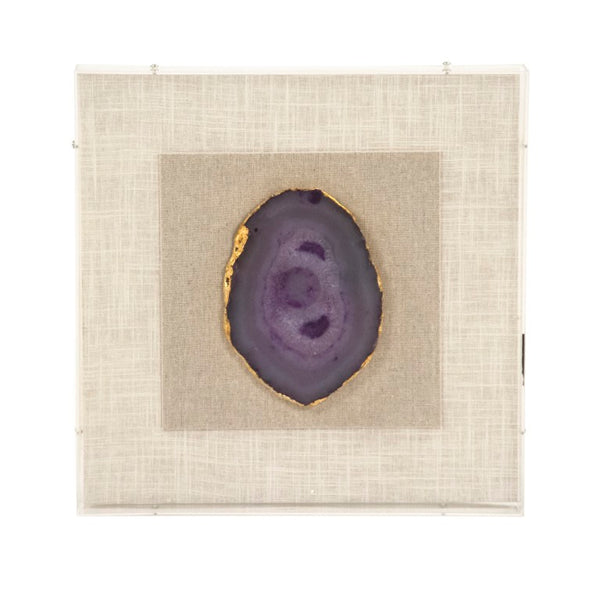 Zentique Geode Acrylic Framed Wall Art with High-Gloss Finish, Metallic Accents, Ready-to-Hang 16x16x2 Inches Purple, Gold, Natural, Off-White ZEN40063B