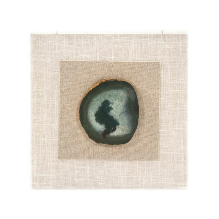 Zentique Geode Acrylic Framed Wall Art with High-Gloss Finish, Metallic Accents, Ready-to-Hang 16x16x2 Inches Green, Gold, Natural, Off-White ZEN40063C