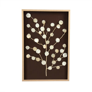 Zentique Abstract Mother Of Pearl Tree Wall Art – Elegant Nature-inspired Home Decor For Stunning Spaces Ivory,Tan,Black Pine Wood,Mother Of Pearl,Linen,Glass Zen40357