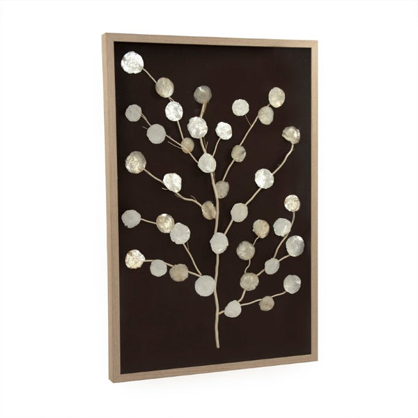 Zentique Abstract Mother of Pearl Tree Wall Art — Handcrafted Iridescent Inlay, Pine Frame, Linen Backing, 32x47.5" ZEN40357