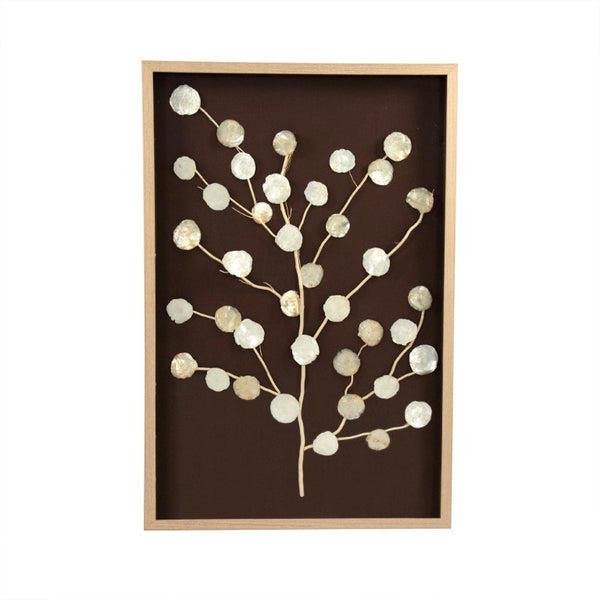 Zentique Abstract Mother of Pearl Tree Wall Art — Handcrafted Iridescent Inlay, Pine Frame, Linen Backing, 32x47.5" ZEN40357