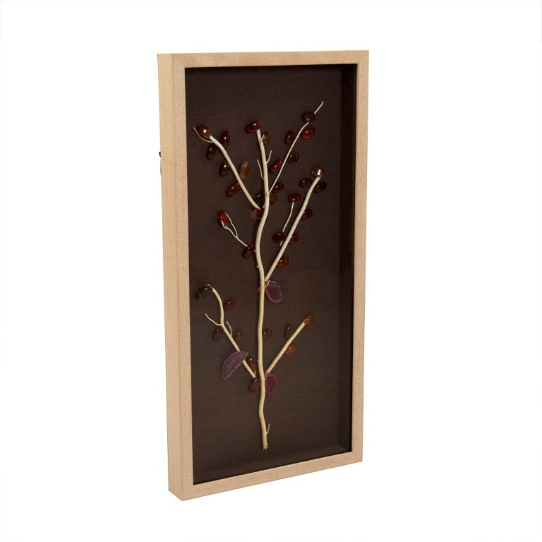 Zentique Abstract Geode and Stone Tree Wall Art — Textured Linen, 3D Geode Accent, Slim Pine Frame for Modern Spaces ZEN40358A