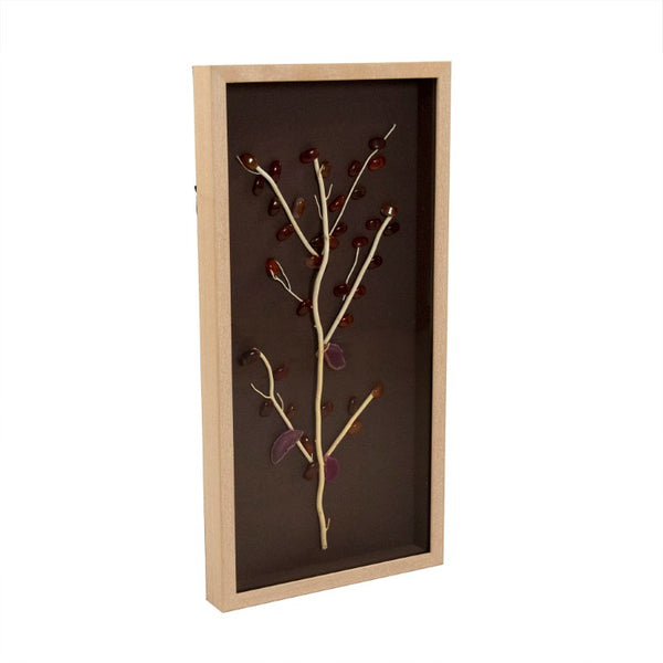 Zentique Abstract Geode and Stone Tree Wall Art — Textured Linen, 3D Geode Accent, Slim Pine Frame for Modern Spaces ZEN40358A