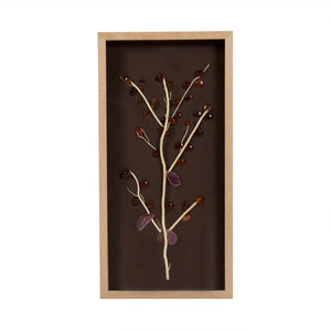 Zentique Abstract Geode and Stone Tree Wall Art — Textured Linen, 3D Geode Accent, Slim Pine Frame for Modern Spaces ZEN40358A