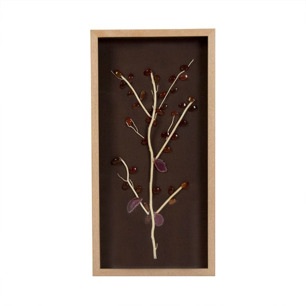 Zentique Abstract Geode and Stone Tree Wall Art — Textured Linen, 3D Geode Accent, Slim Pine Frame for Modern Spaces ZEN40358A