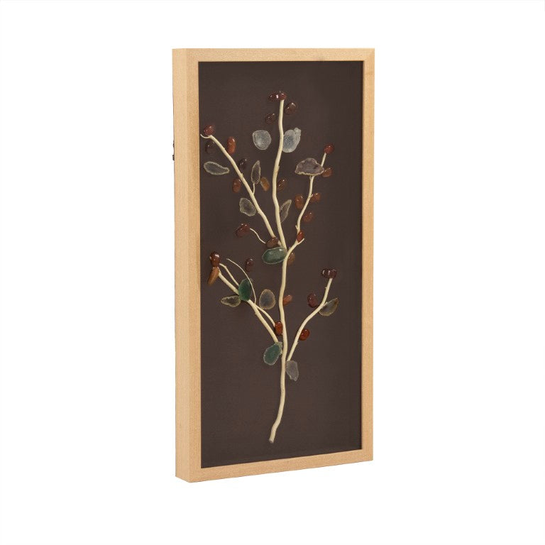 Zentique Abstract Geode and Stone Tree Wall Art – Textured Linen, 3D Geode Accent, Slim Pine Frame for Modern Rooms ZEN40358B